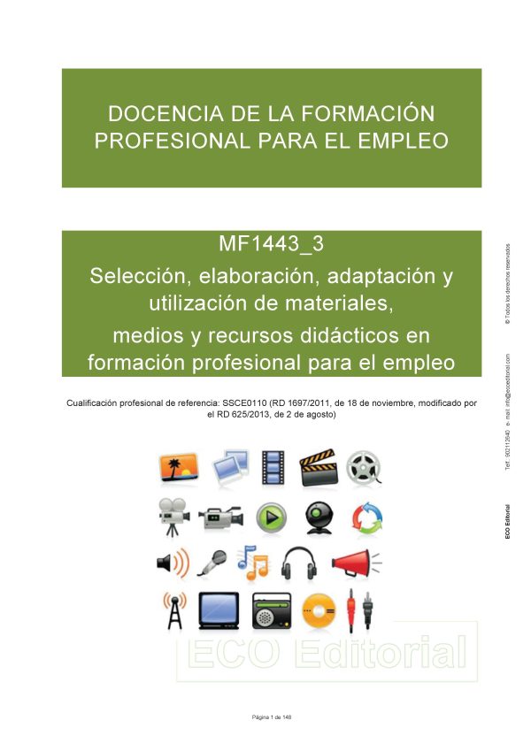 MF1443 3 Seleccion elaboracion adaptacion y utilizacion de materiales medios y recursos didacticos en fp para el empleo V1 5 Portada interior scaled